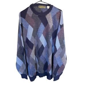 Peru Unlimited Sweater Men 2XL XXL Blue 100% Alpaca Geometric Eclectic Grandpa